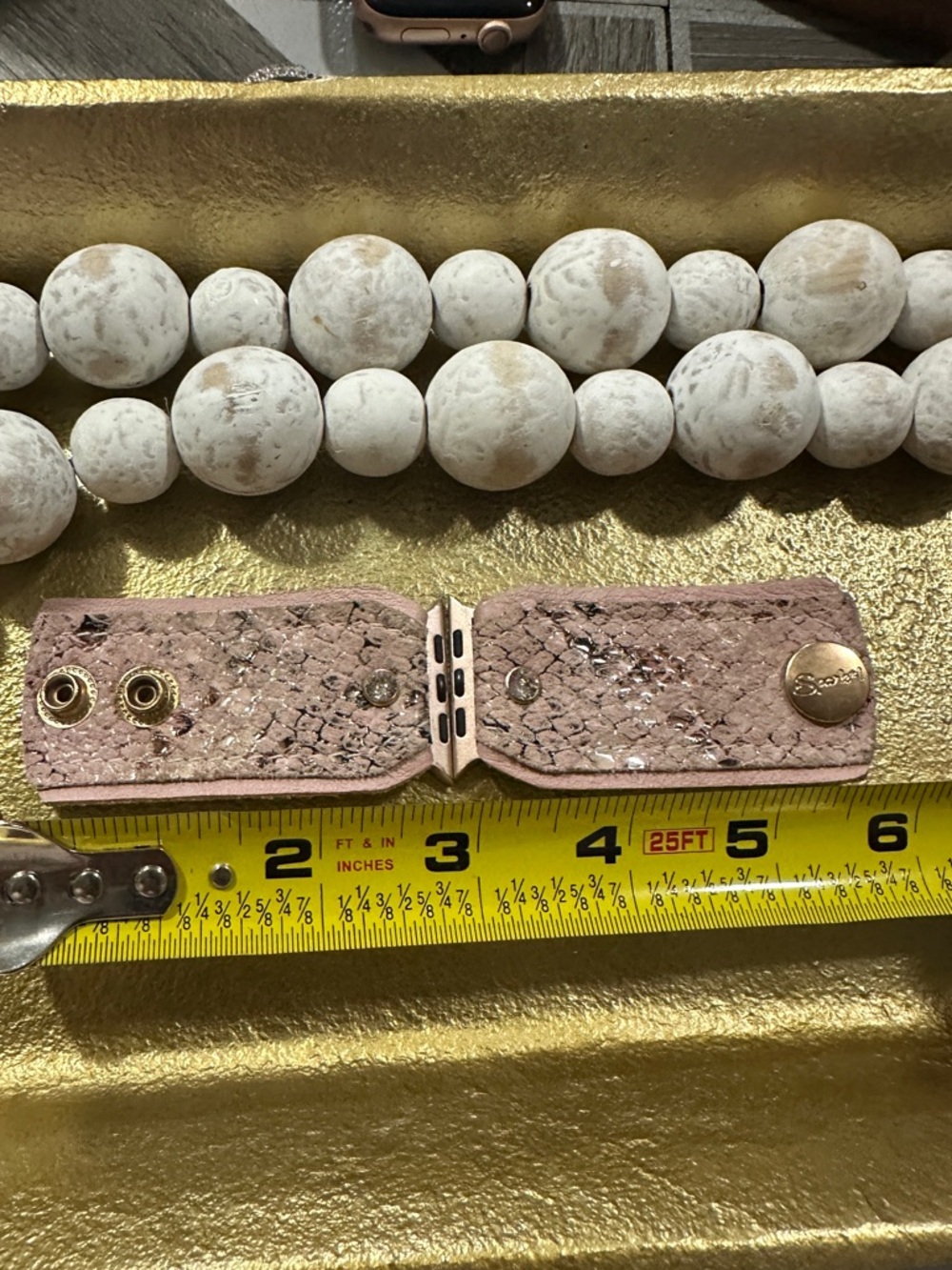 Blush Pink Snakeskin Apple Watch Connector with Gold Snap large adapter - Picture 4 of 4